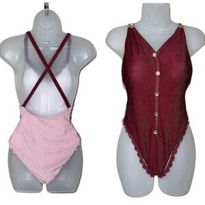 MAIYO Women’s Burgundy Pink Shimmer One-Piece Swimsuit